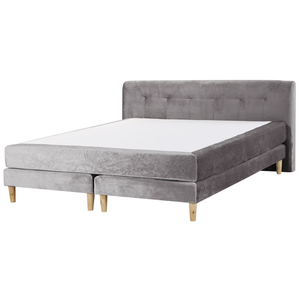 Letto in velluto grigio tappezzeria 180 x 200 cm Continental con testiera del materasso a molle