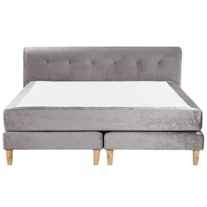 Letto in velluto grigio tappezzeria 180 x 200 cm Continental con testiera del materasso a molle