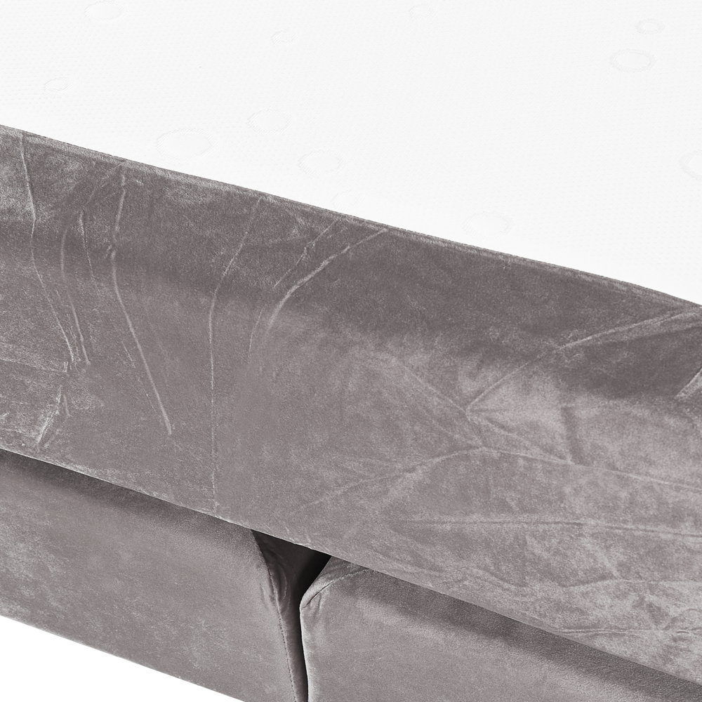 Letto in velluto grigio tappezzeria 180 x 200 cm Continental con testiera del materasso a molle