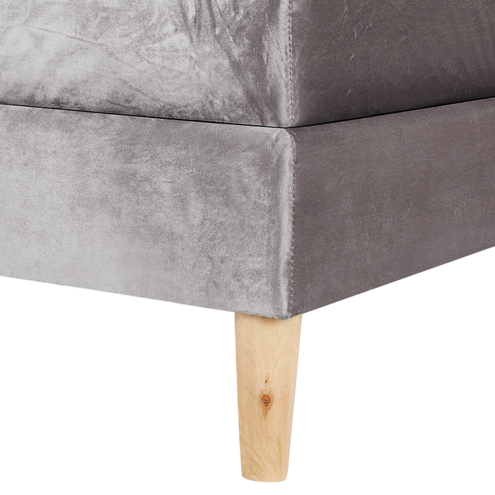 Letto in velluto grigio tappezzeria 180 x 200 cm Continental con testiera del materasso a molle
