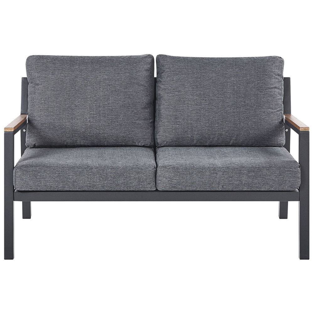 Set Divani Per Esterni Con Struttura In Alluminio Grigio Scuro Divani Poltrone Con Cuscini In Poliestere Tavolino Design Moderno