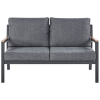 Set Divani Per Esterni Con Struttura In Alluminio Grigio Scuro Divani Poltrone Con Cuscini In Poliestere Tavolino Design Moderno