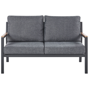 Set Divani Per Esterni Con Struttura In Alluminio Grigio Scuro Divani Poltrone Con Cuscini In Poliestere Tavolino Design Moderno