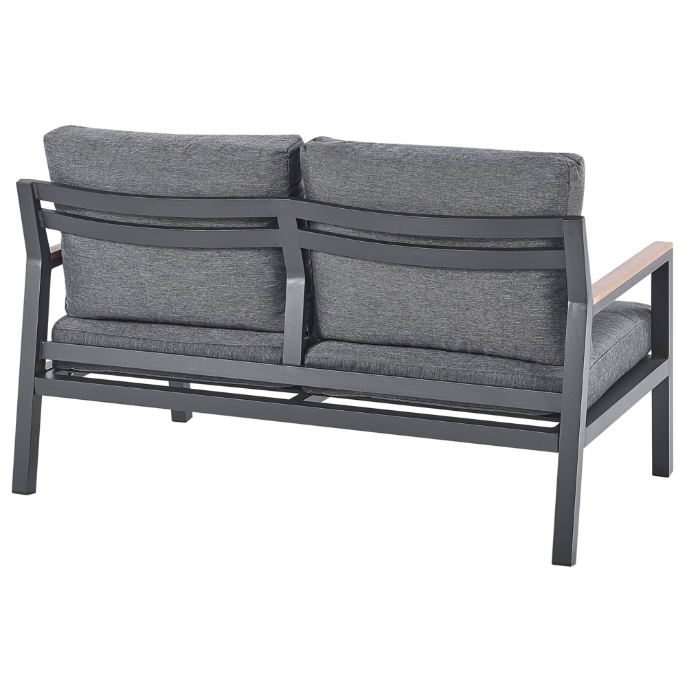 Set Divani Per Esterni Con Struttura In Alluminio Grigio Scuro Divani Poltrone Con Cuscini In Poliestere Tavolino Design Moderno