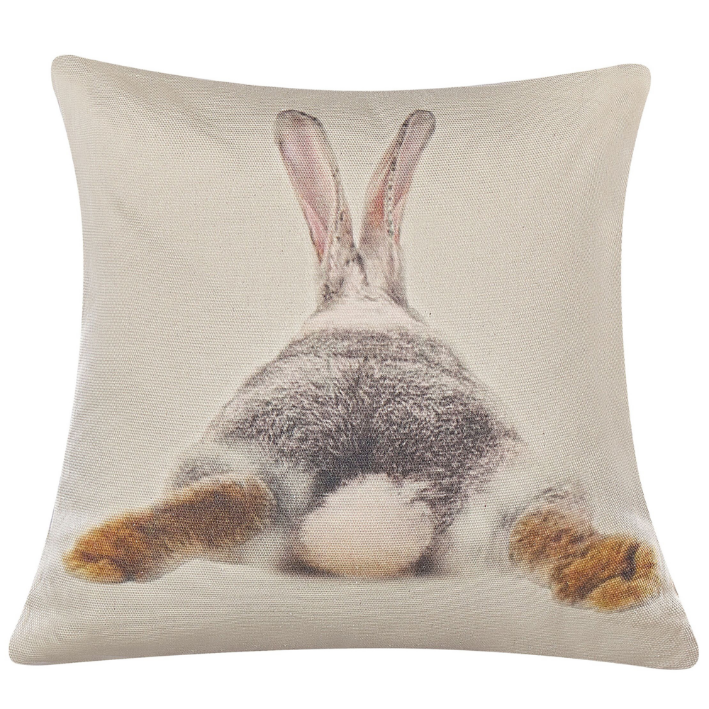 Set di 2 cuscini decorativi in cotone tortora stampa coniglietto pasquale 45 x 45 cm quadrati