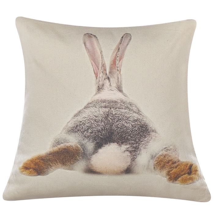 Set di 2 cuscini decorativi in cotone tortora stampa coniglietto pasquale 45 x 45 cm quadrati