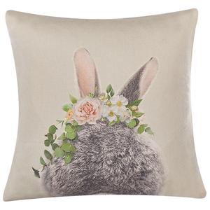 Set di 2 cuscini decorativi in cotone tortora stampa coniglietto pasquale 45 x 45 cm quadrati