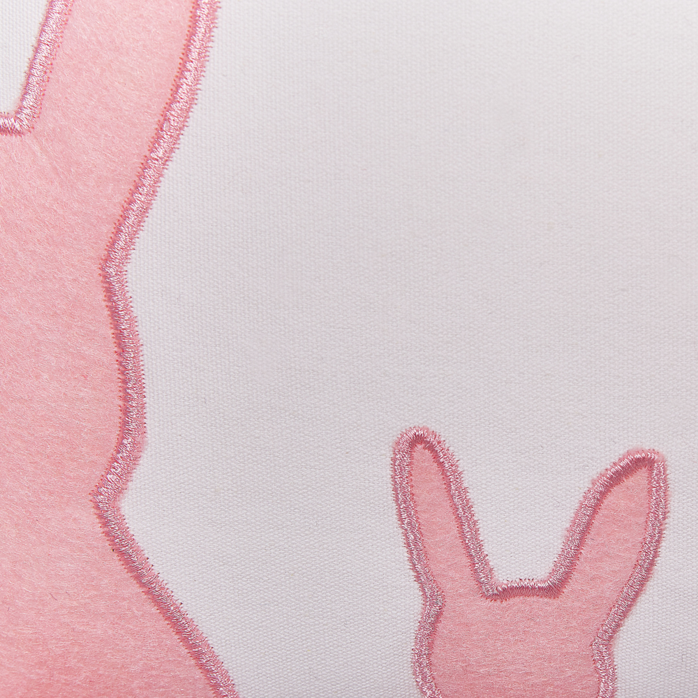 Set di 2 cuscini decorativi bianco con cotone Rosa 45 x 45 cm Coniglio Ricamo nappe Code Cuscini decorativi Soggiorno Coniglio Pasquale