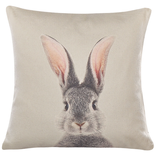 Set di 2 cuscini in cotone grigio talpa con stampe di animale quadrati 45 x 45 cm con inserto decorazioni pasquali decorativi