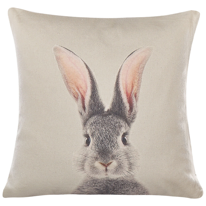 Set di 2 cuscini in cotone grigio talpa con stampe di animale quadrati 45 x 45 cm con inserto decorazioni pasquali decorativi