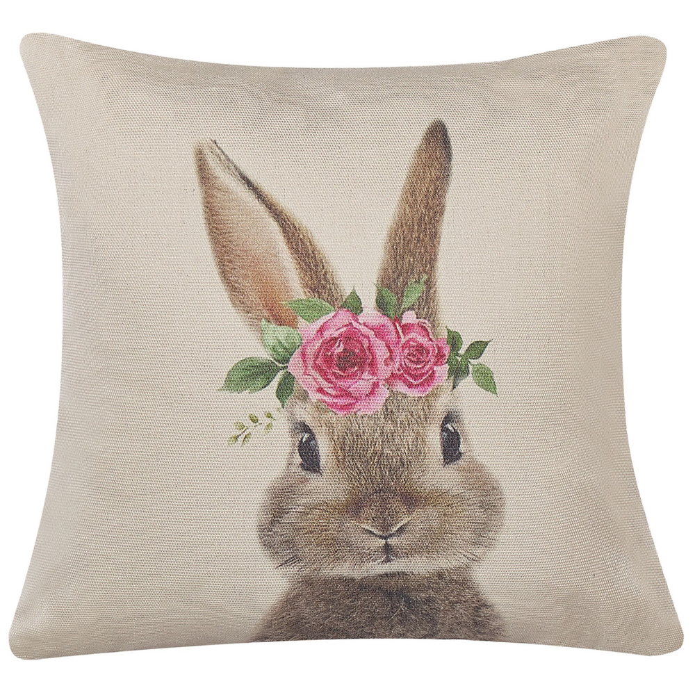 Set di 2 cuscini decorativi grigio tortora cotone di animale quadrato 45 x 45 cm con inserto decorazioni pasquali cuscini