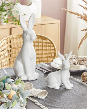 Statuetta decorativa in ceramica bianca piccola 21 cm coniglietto pasquale a tema in piedi pezzo