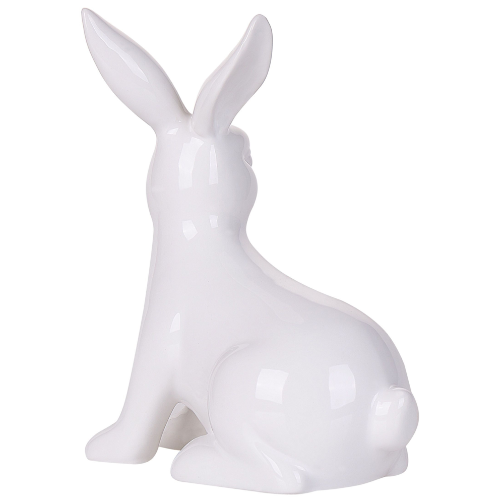 Statuetta decorativa in ceramica bianca piccola 21 cm coniglietto pasquale a tema in piedi pezzo