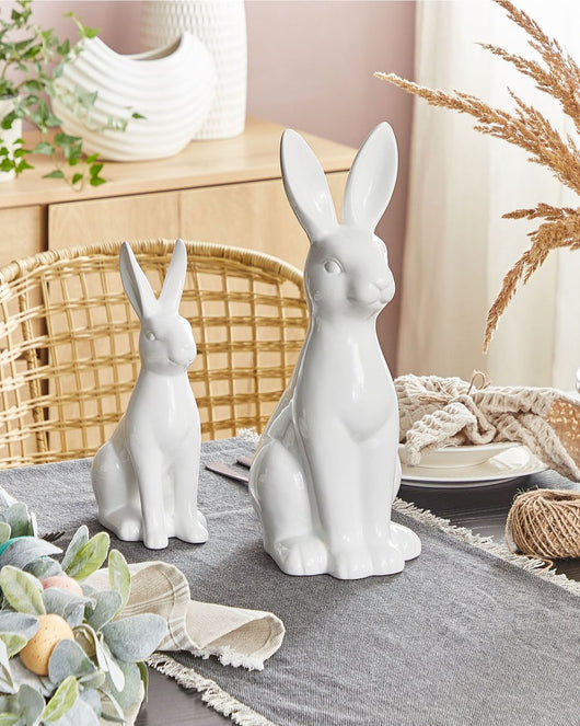 Statuetta decorativa in ceramica bianca alta 39 cm Pezzo di Decorazione pasquale per soggiorno