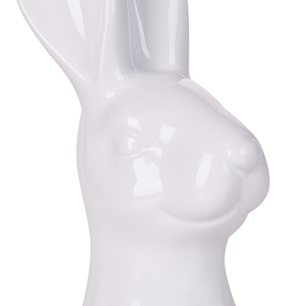 Statuetta decorativa in ceramica bianca piccola 26 cm testa di coniglio con pasquale per soggiorno