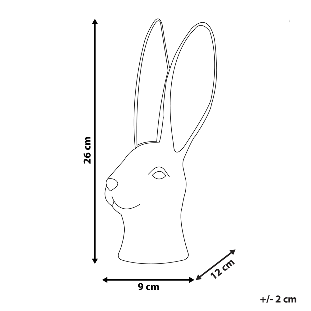 Statuetta decorativa in ceramica bianca piccola 26 cm testa di coniglio con pasquale per soggiorno