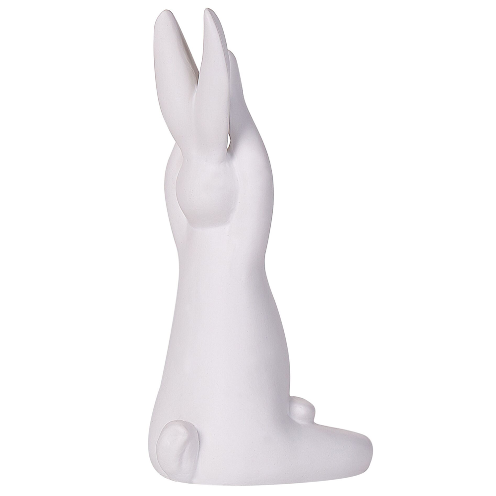 Set di 3 figure coniglietto bianco con finitura bianca in ceramica pasquale fatto a mano posa yoga decorazioni per la tavola