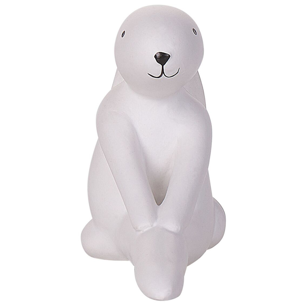 Set di 3 figure coniglietto bianco con finitura bianca in ceramica pasquale fatto a mano posa yoga decorazioni per la tavola