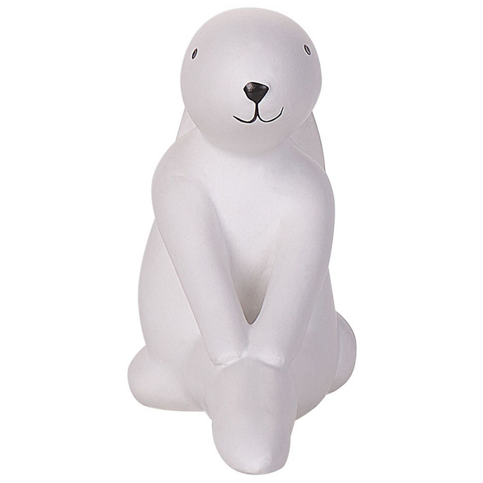 Set di 3 figure coniglietto bianco con finitura bianca in ceramica pasquale fatto a mano posa yoga decorazioni per la tavola