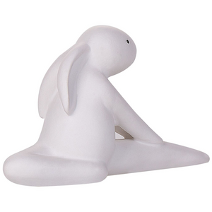 Set di 3 figure coniglietto bianco con finitura bianca in ceramica pasquale fatto a mano posa yoga decorazioni per la tavola
