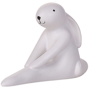Set di 3 figure coniglietto bianco con finitura bianca in ceramica pasquale fatto a mano posa yoga decorazioni per la tavola