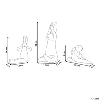 Set di 3 figure coniglietto bianco con finitura bianca in ceramica pasquale fatto a mano posa yoga decorazioni per la tavola