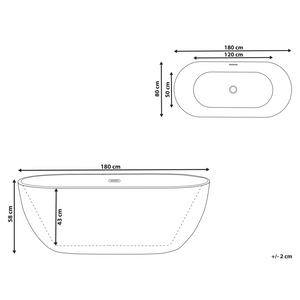 Vasca da Bagno Bianco Freestanding 180 cm in Acrilico Sanitario Moderna