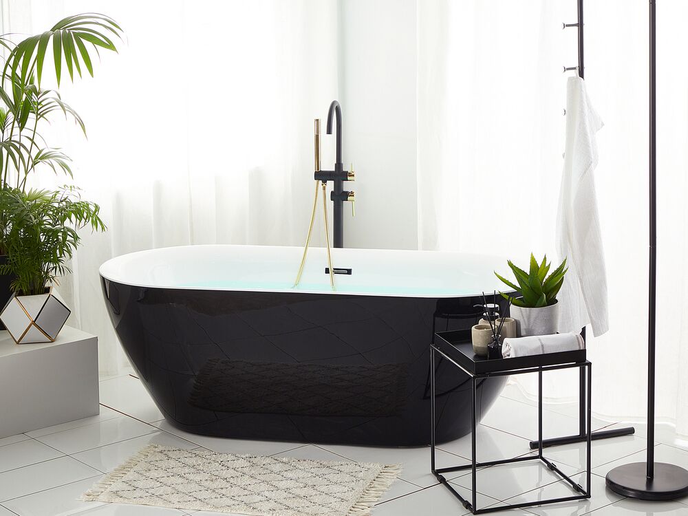 Vasca da Bagno Nero Freestanding 160 cm in Acrilico Sanitario Moderna