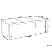 Tavolo da giardino Piano in vetro incrinato 220 x 100 cm Struttura in acciaio a 8 posti