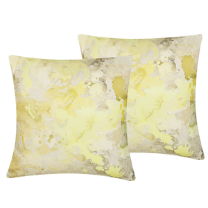 Set di 2 cuscini decorativi giallo motivo astratto quadrato 45 x 45 cm accessori per arredamento moderno