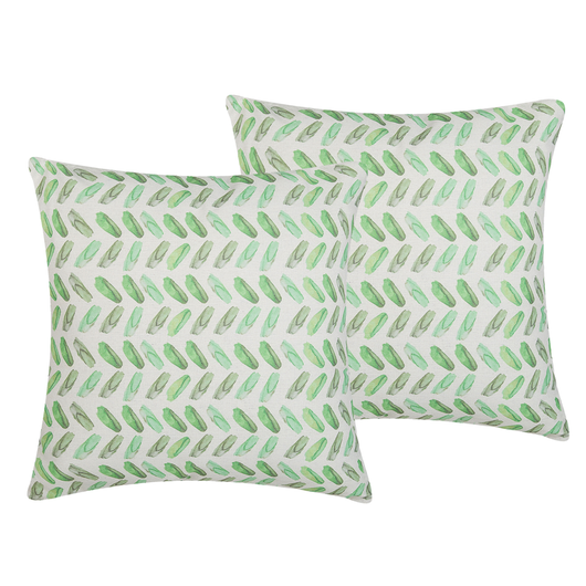 Set di 2 cuscini decorativi quadrati con stampa geometrica verde e bianca 45 x 45 cm Accessori per l'arredamento moderno
