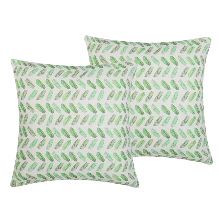 Set di 2 cuscini decorativi quadrati con stampa geometrica verde e bianca 45 x 45 cm Accessori per l'arredamento moderno