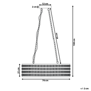 Lampadario in Metallo Argentato Paralume Ovale a 2 Luci con Cristalli in stile Glam