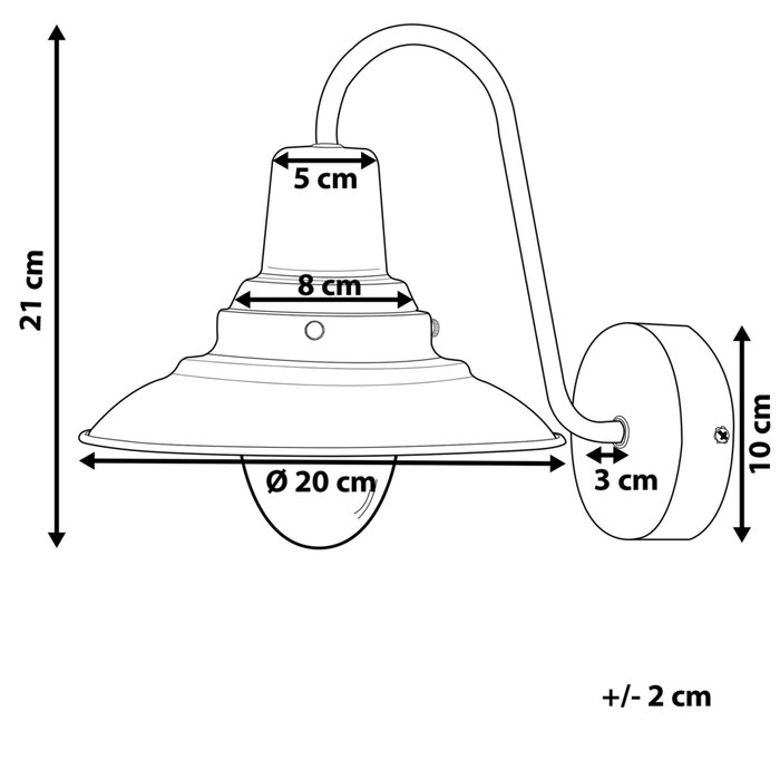 Lampada da parete in metallo argentato Applique stile industriale