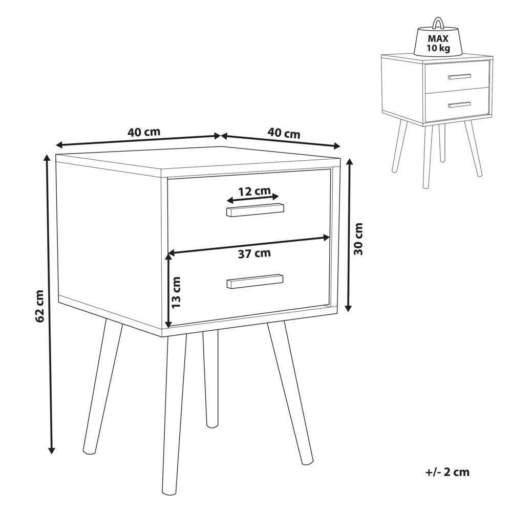 Comodino Grigio e Legno Chiaro 61 x 40 cm 2 Cassetti Scandinavo