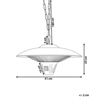 Stufa da esterno in metallo argento ø 51 cm da soffitto 1800W giardino terrazzo