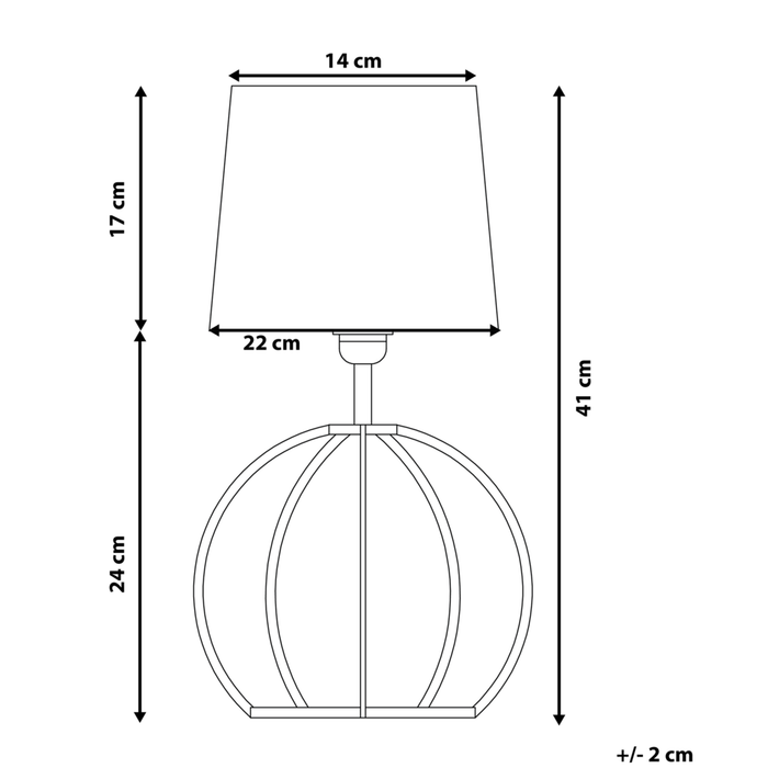Lampada da Tavolo Nera Rotonda Base in Legno Paralume in Tessuto Nero Moderna