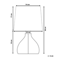 Lampada da Tavolo Base in Legno Chiaro e Paralume in Tessuto Bianco Moderna