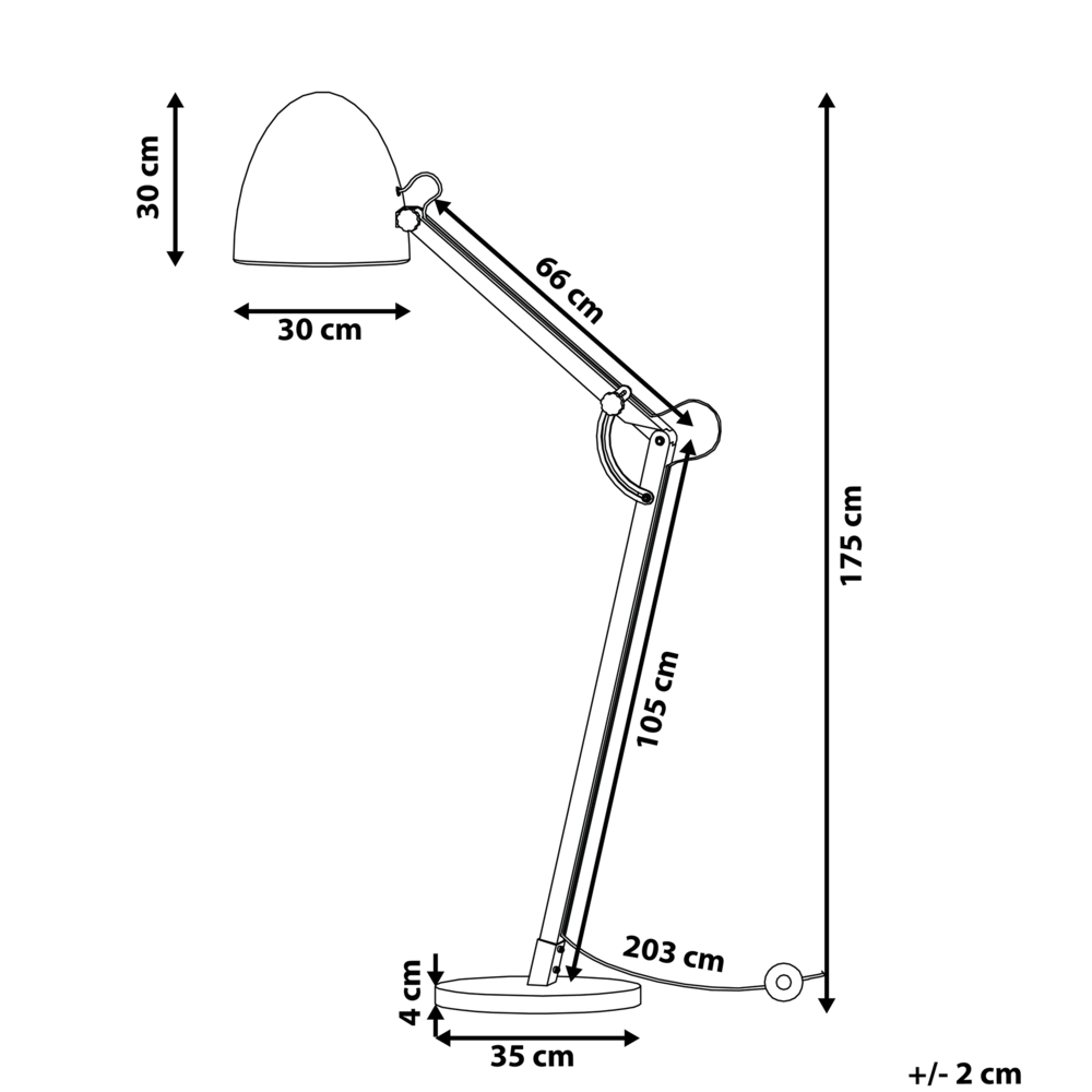 Lampada da Terra Colore Bianco Metallo 175 cm Orientabile Industriale
