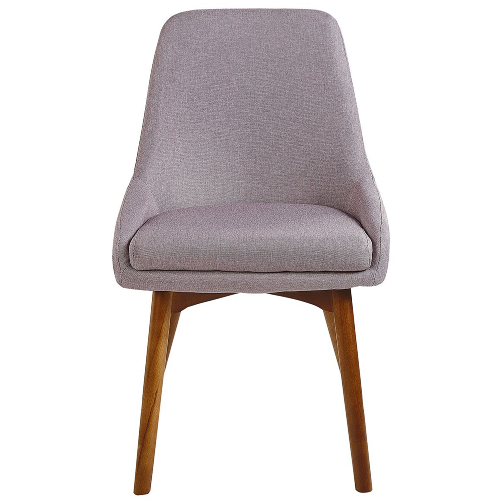 Set di 2 sedie Tessuto poliestere color talpa Gambe in legno massello scuro Seduta spessa imbottita