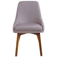 Set di 2 sedie Tessuto poliestere color talpa Gambe in legno massello scuro Seduta spessa imbottita