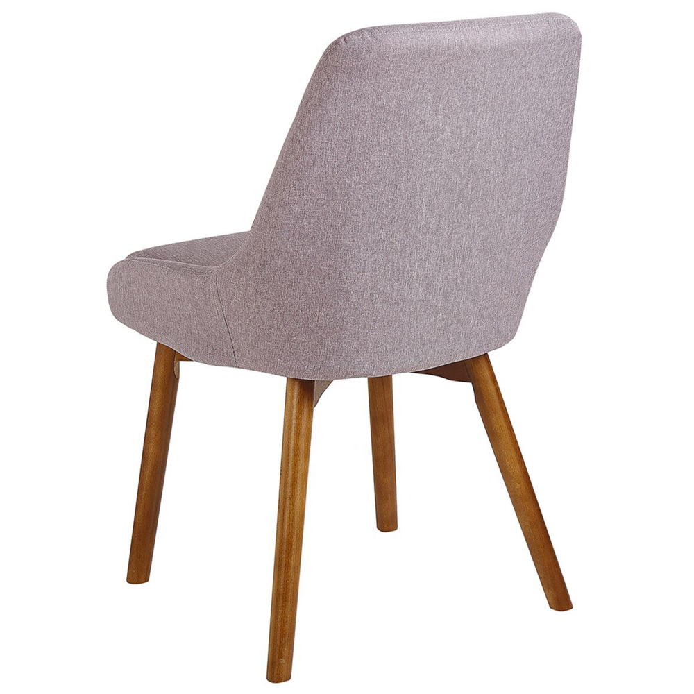 Set di 2 sedie Tessuto poliestere color talpa Gambe in legno massello scuro Seduta spessa imbottita