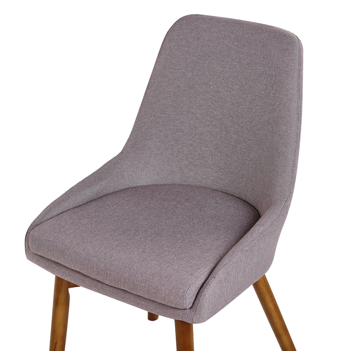 Set di 2 sedie Tessuto poliestere color talpa Gambe in legno massello scuro Seduta spessa imbottita