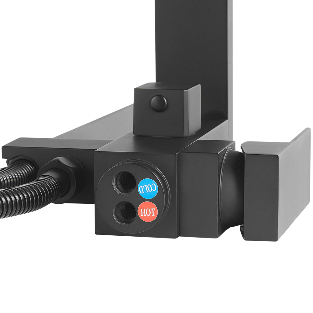 Miscelatore vasca da bagno freestanding Kit doccia rubinetto Nero montato a pavimento