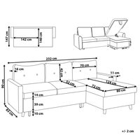 Divano letto angolare in tessuto grigio chiaro 4 posti contenitore a forma di L Orientamento a versione sinistra