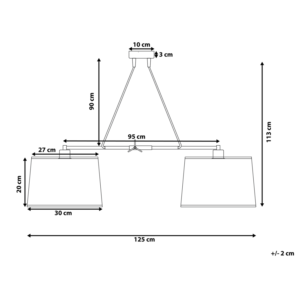 Lampadario a 2 Luci Bianco con Struttura in Metallo luce a sospensione stile moderno