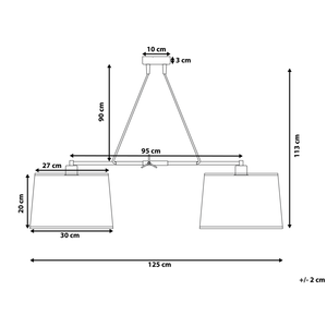 Lampadario a 2 Luci Bianco con Struttura in Metallo luce a sospensione stile moderno
