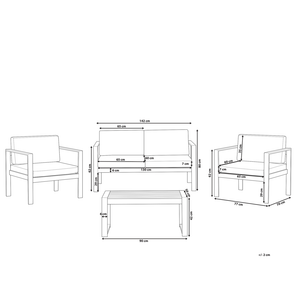 Set da giardino in 4 pezzi divano in legno di plastica grigio scuro con 2 sedie e tavolino da caffè