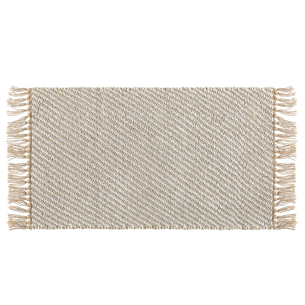 Tappeto passatoia Beige Juta e Cotone 50 x 80 cm Piccolo Tessuto a Mano Boho Corridoio Camera da Letto