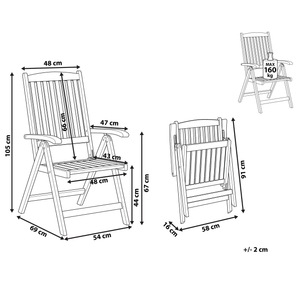 Sedia da giardino in legno di acacia regolabile pieghevole per esterni in stile rustico